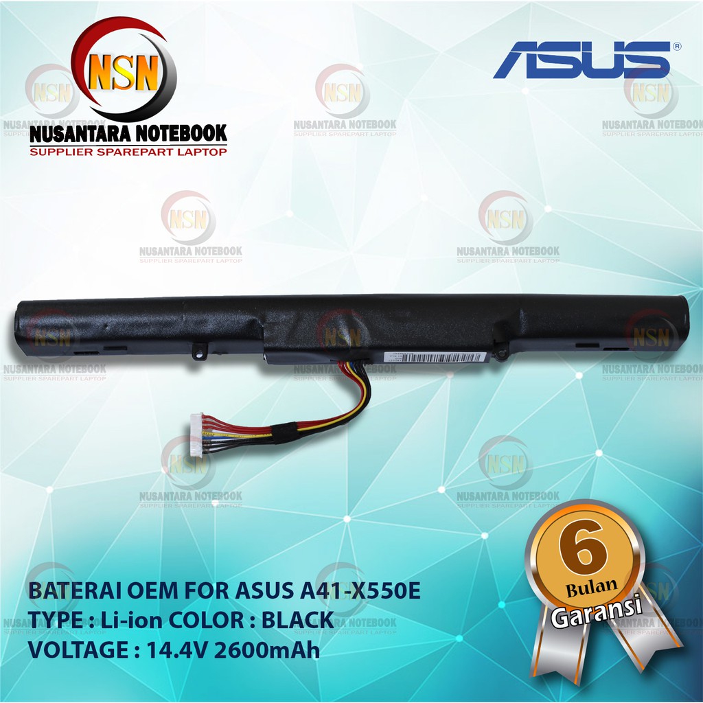 Baterai OEM For Asus A41-X550E X550 X550E X550D 14.4V 2600mAh Black