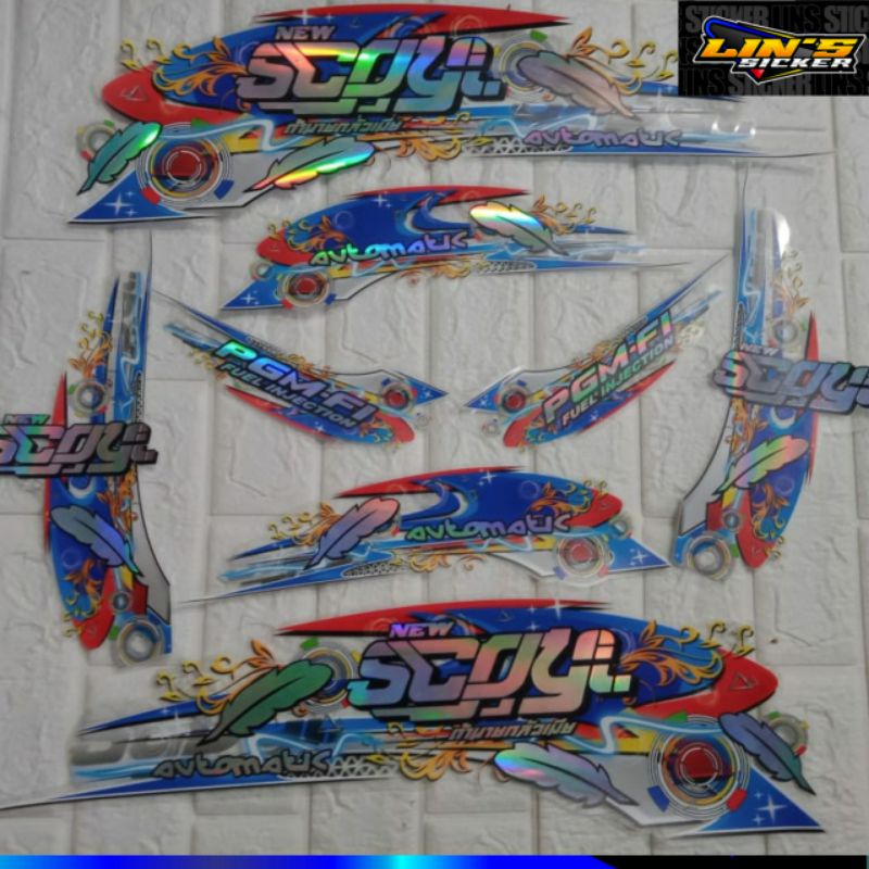 striping stiker scoopy 2018/2019 transpatan hologram costum BLHZ