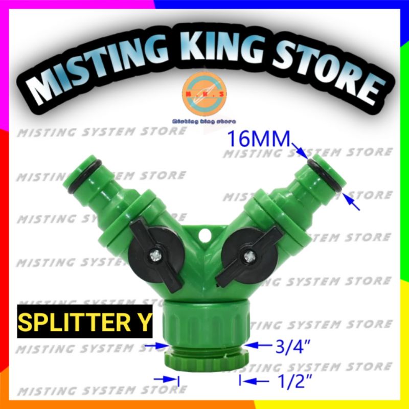 SPLITTER QUICK RELEASE KRAN AIR TYPE Y DRAT DALAM 1/2 3/4 INCH VLOK RING VALVE STOP KERAN AIR