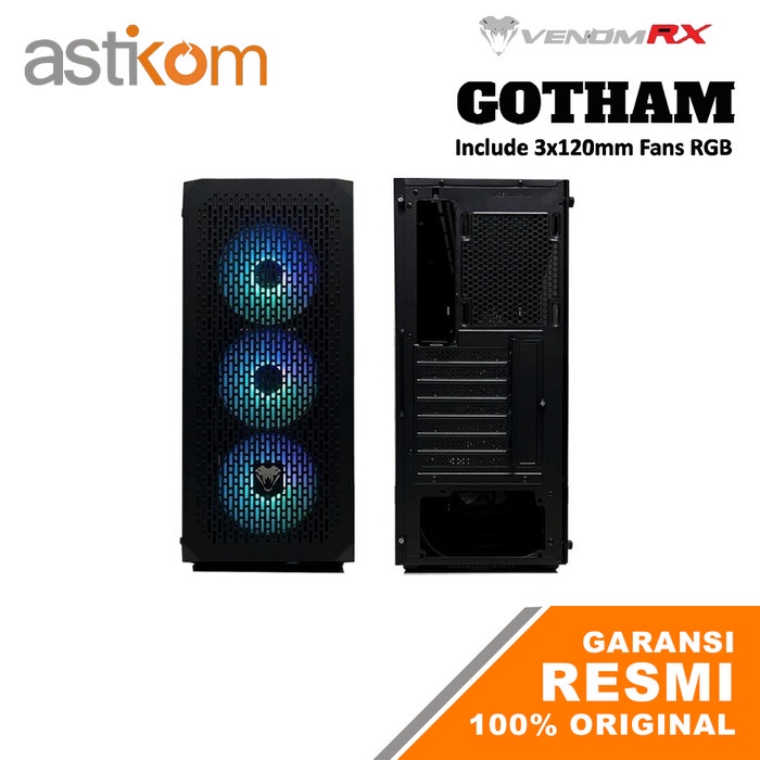 VenomRX Casing PC Gotham ATX Tempered Glass 3x120mm RGB Fan