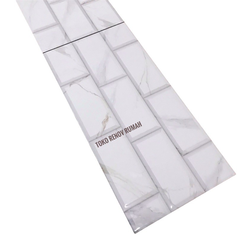 keramik dinding bevel 30x60 putih motif timbul/ keramik dinding bata kilap/ keramik dinding dapur/ k