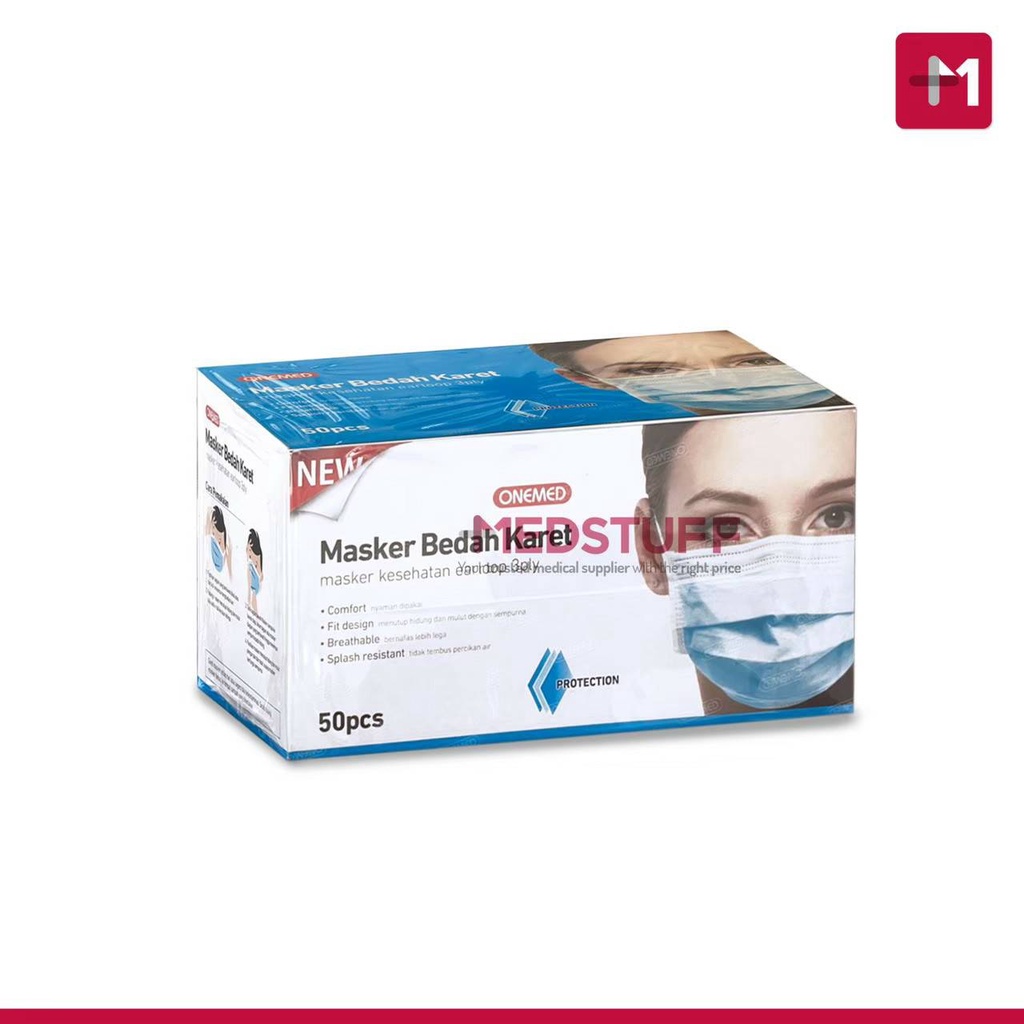 Masker Earloop ONEMED Masker Bedah Karet 3ply isi 50s