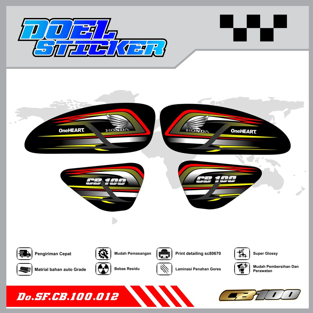 Sticker Striping Honda CB 100 List Variasi Hologram , Crome Doel  012