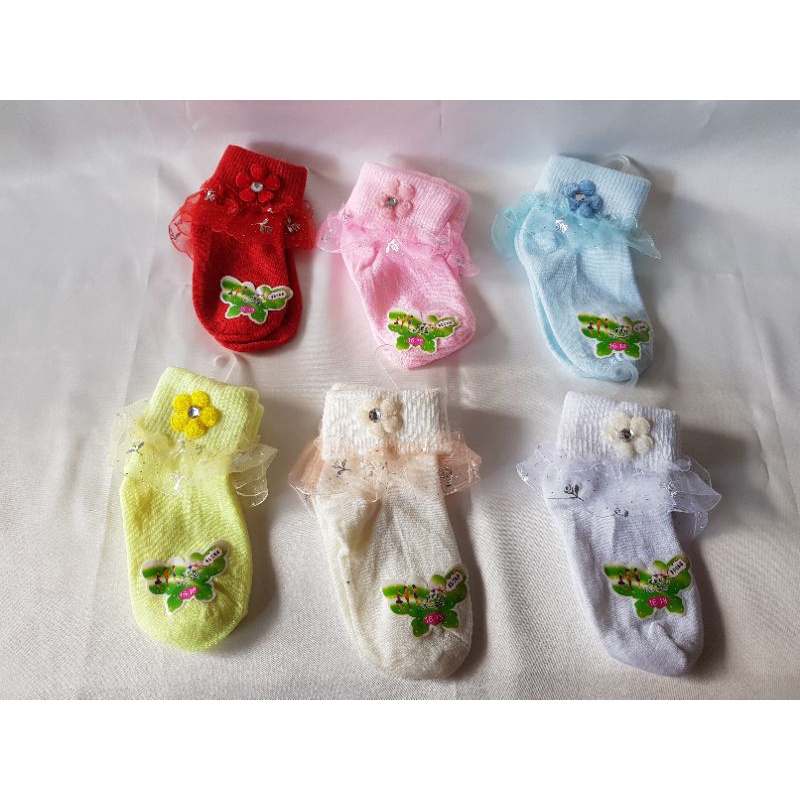 ( 12 PASANG ) Kaos kaki Baby Renda