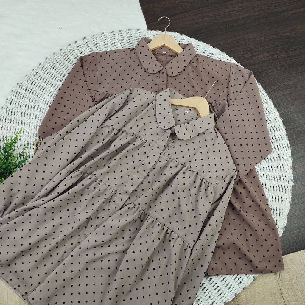 ATASAN  BLOUSE BLUS REMPEL POLKADOT LD 110 120 130 140 150 JUMBO BIGSIZE OVERSIZE (C0D)