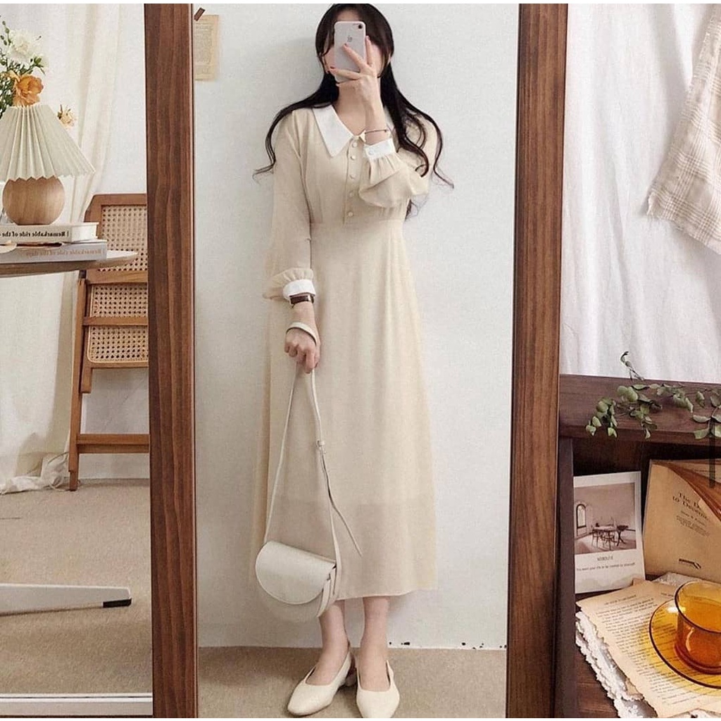 Nicole Midi Dress Korean Style Premium Fashion Gamis Maxy Maxi Polos Wanita Remaja Muslim Pesta Kond