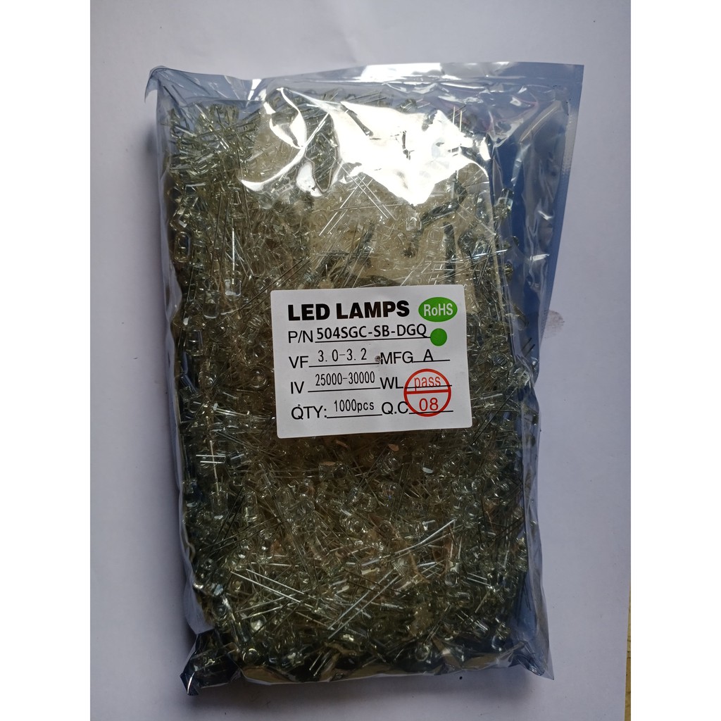 Led 5MM Putih Nyala Hijau Kebiruan L65G