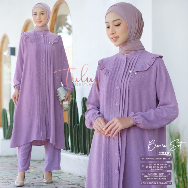 BENIA SET BY TULUS SIGNATURE / ONE SET WANITA MUSLIMAH / Setelan polos LD110
