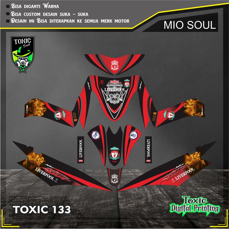 Sticker Decal YAMAHA MIO SPORTY LIVERPOOL MERAH HITAM