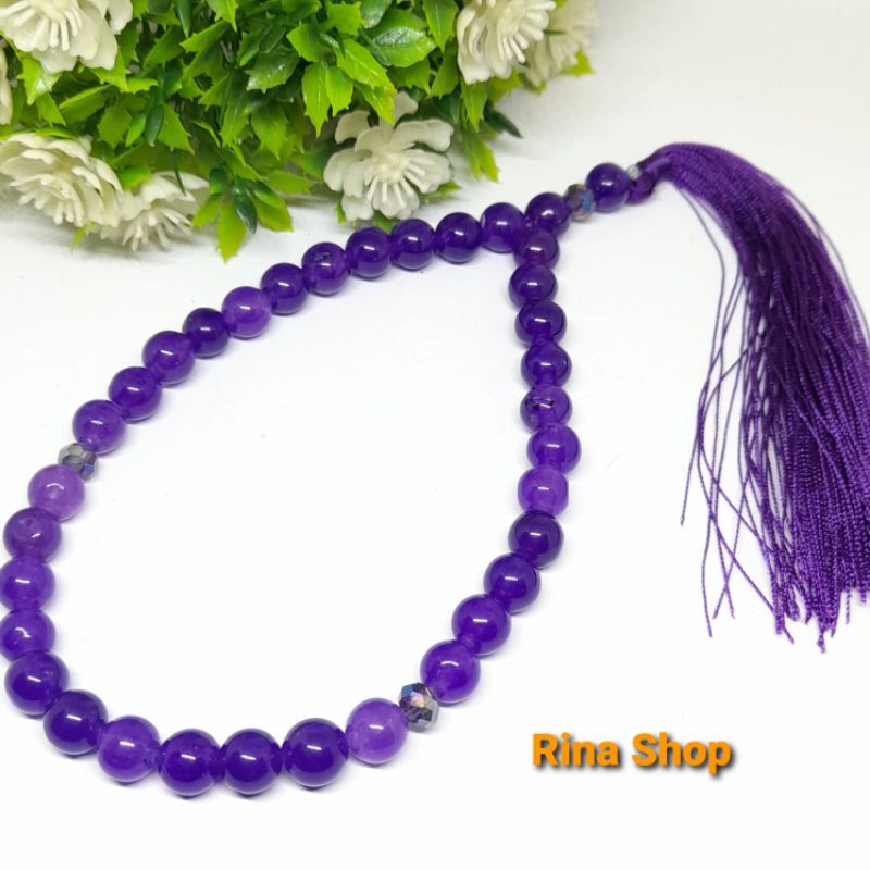 Tasbih batu kecubung kristal 8mm 33butir Original