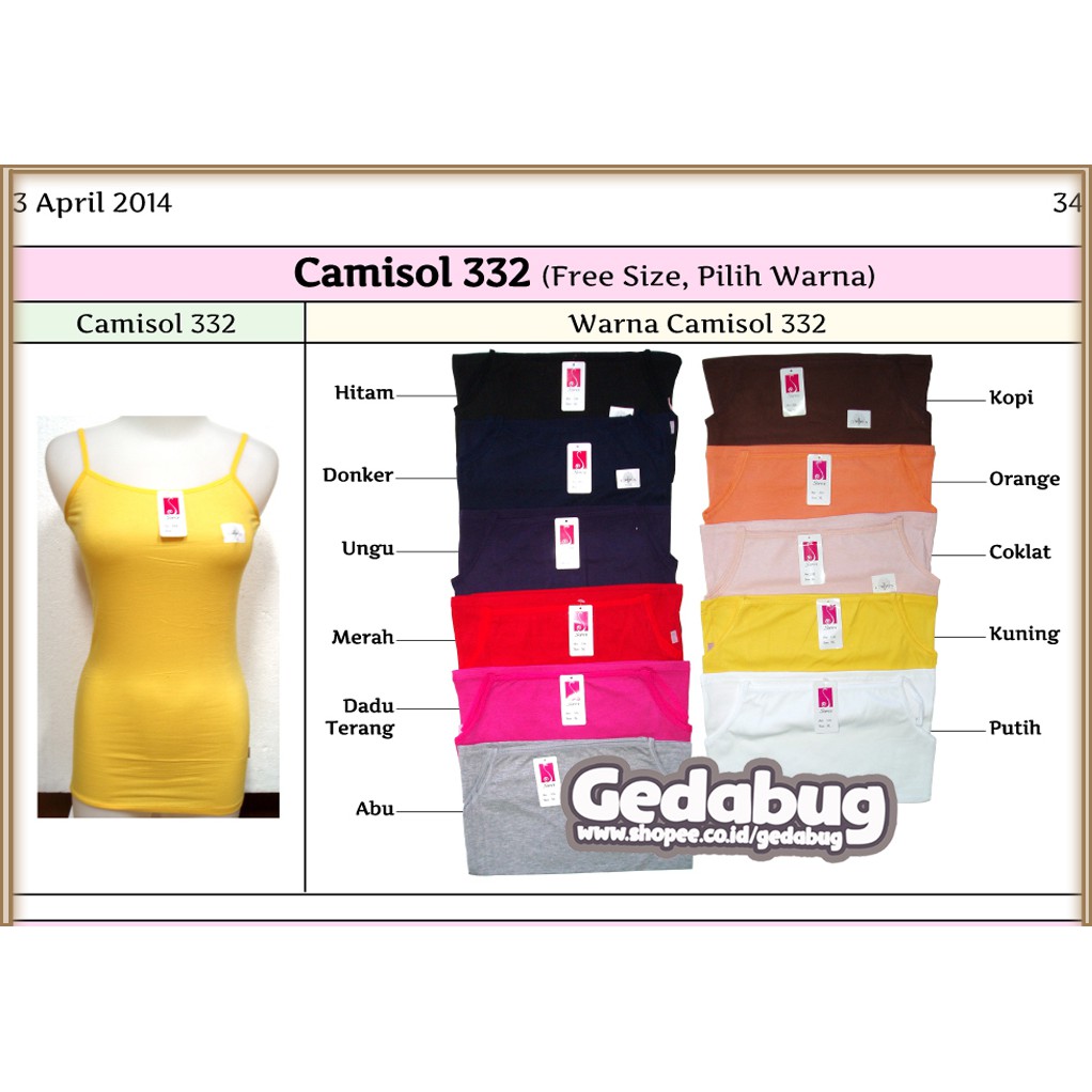 SOREX 332 Camisol Tanktop Basic Camisol Katun Original - gedabug