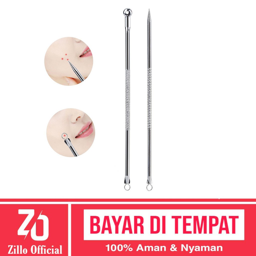 ZILLO Alat Pencet Komedo dan Jerawat Set 2 In 1 Pencetan Penghilang Komedo Stainless Steel Higienis