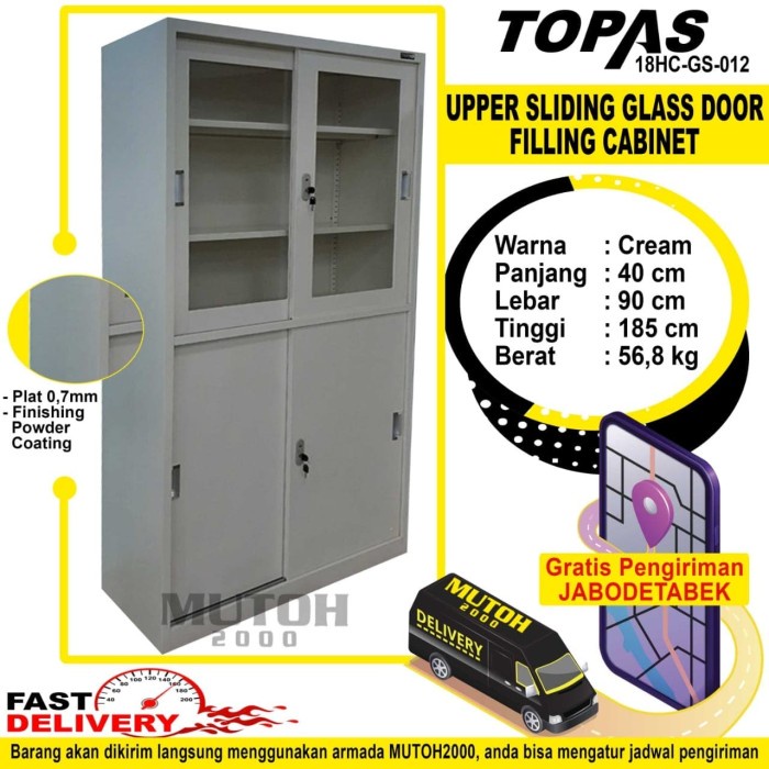 

READY Lemari Arsip Lemari Besi Filling Cabinet 2 Kaca 2 besi TOPAS GS-012 MURAH