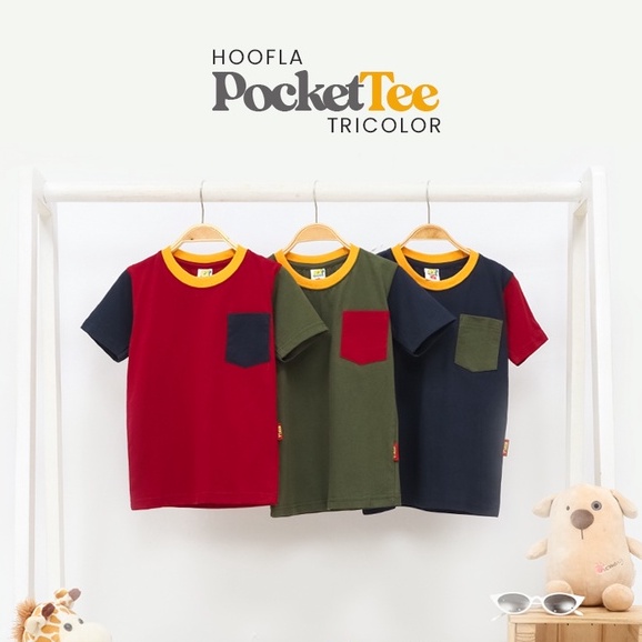 Hooflakids Kaos Anak Laki Laki Lengan Pendek Pocket Tee Tricolor