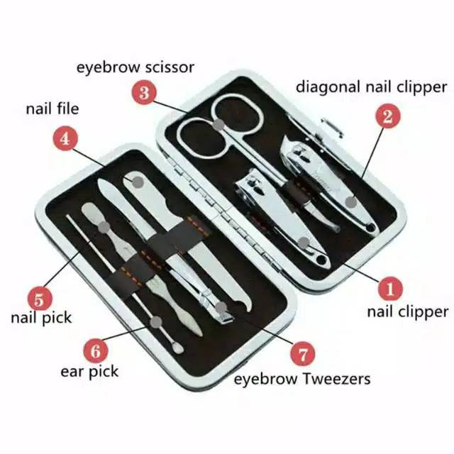 Set nail art 7 in 1 manicure padicure set gunting kuku perawatan kuku meni pedi