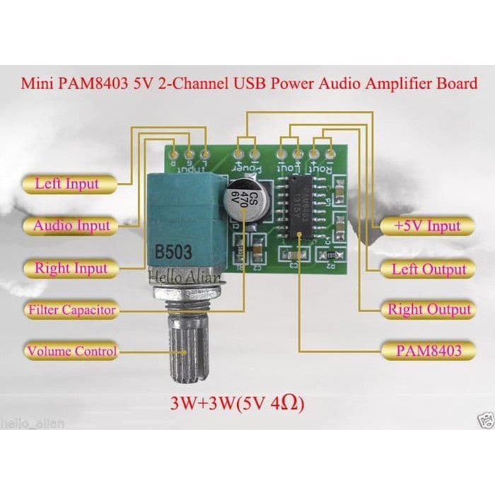 PAM8403 Mini Digital HiFi Audio Amplifier HiFi 5V Stereo 2 Channel 3W