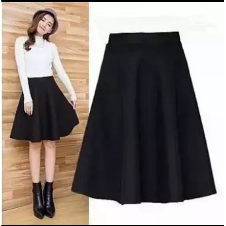 rok payung pendek/rok mini/rok midi flare skirt scuba