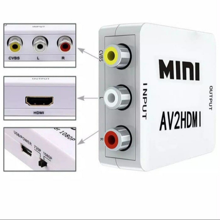 converter AV RCA to HDMI converter Adapter mini Box AV2HDMI with audio Paket AV to HDMI