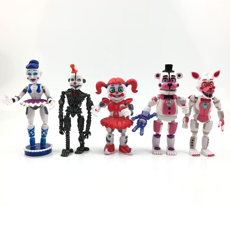 5pcs 15cm Boneka FNAF Five Nights At Freddy's Action Figures Light Up Game Toys Miniatures Mainan