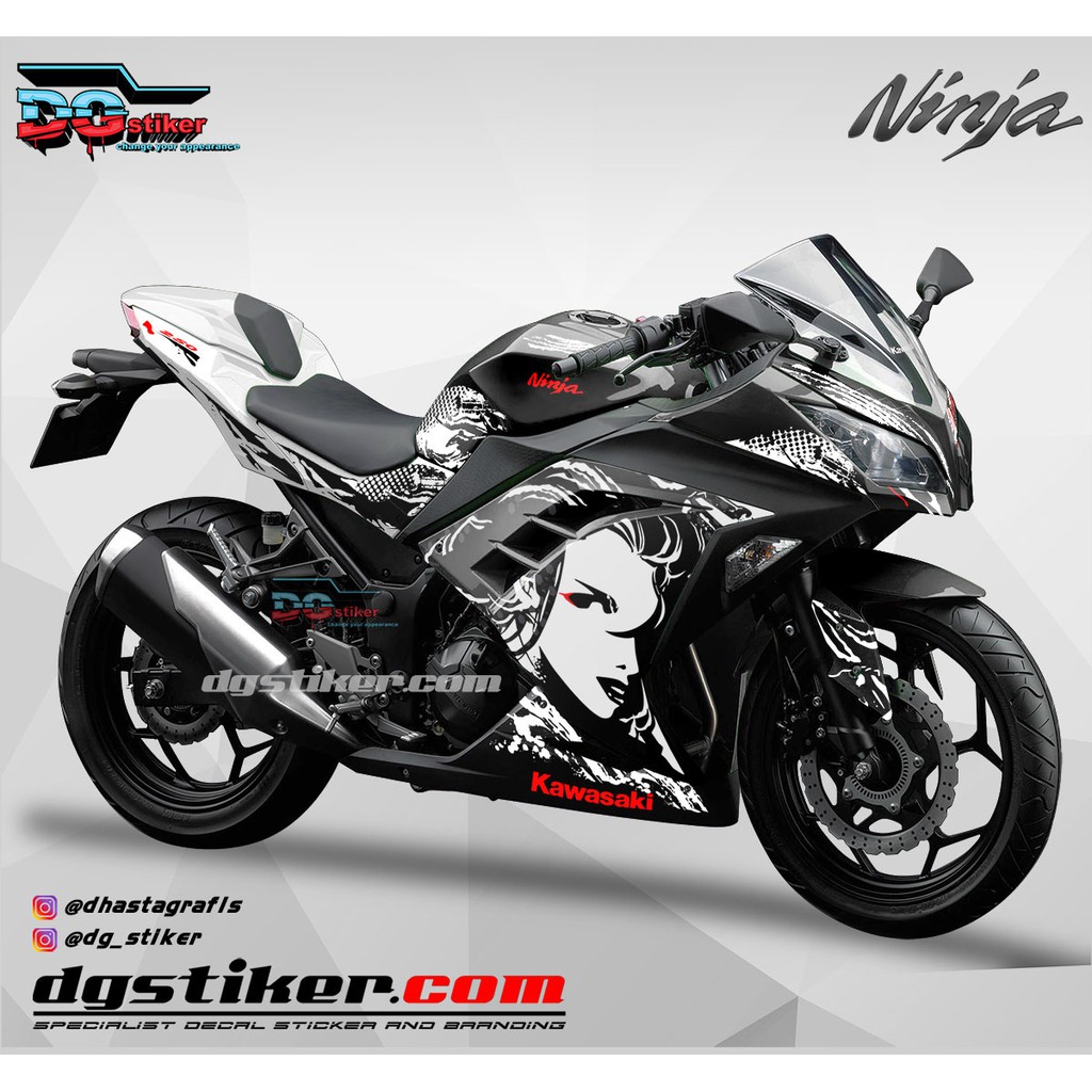 Decal Sticker Ninja 250 Fi Hitam Putih Kabuki DG Stiker