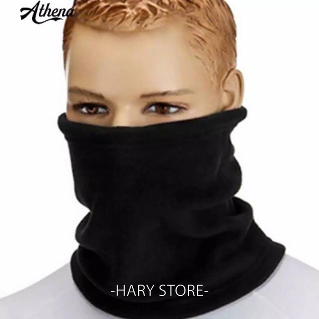 Masker wajah pria hitam polos / tutup penutup muka / anti debu