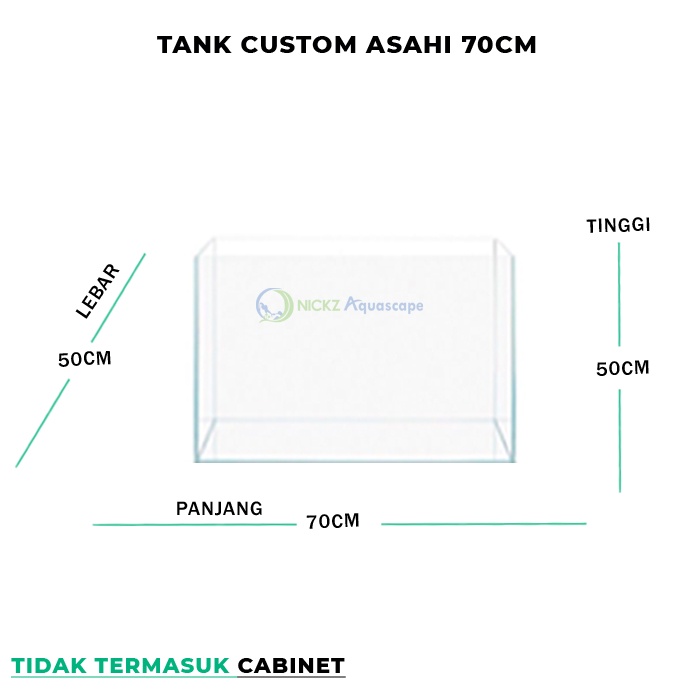 Aquarium Custom 70x50x50cm tebal 10mm Kaca Asahi Berkualitas