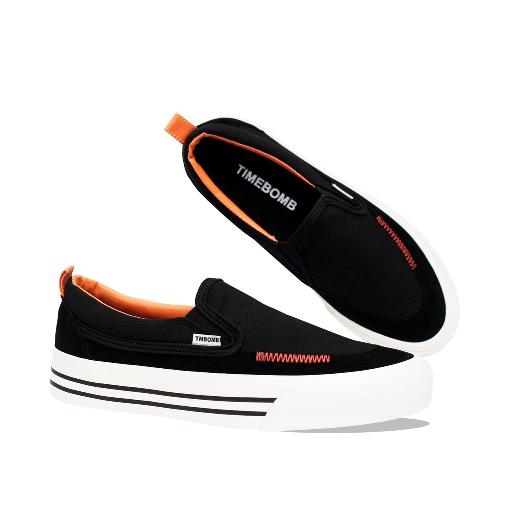 SEPATU TIMEBOMB | SLIPON PREDATOR V6 ( BLACK RIPSTOP - ORANGE)