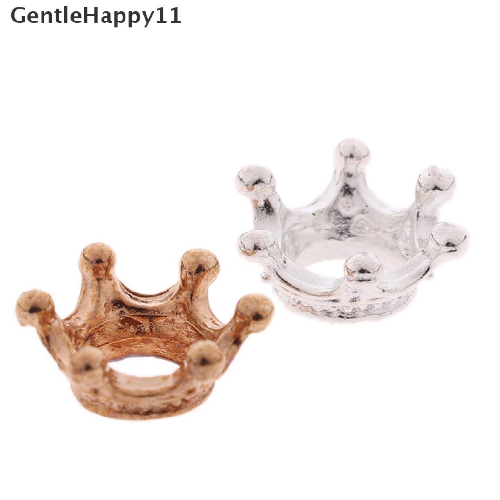 Gentlehappy 2pcs / Set Mainan Miniatur Mahkota Metal Skala 1: 12 Untuk Aksesoris Rumah Boneka