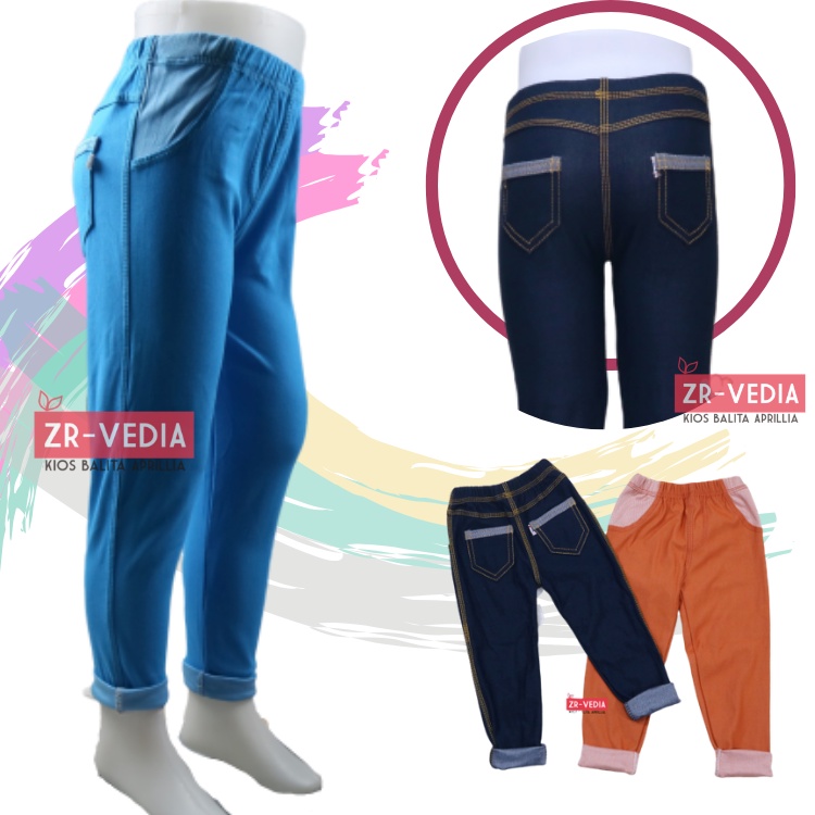 (COUPLE) Mom &amp; Kids Premium Jeans Legging(Ada Banyak Size) Bayi-15 Tahun Import Soft Jegging Stretch