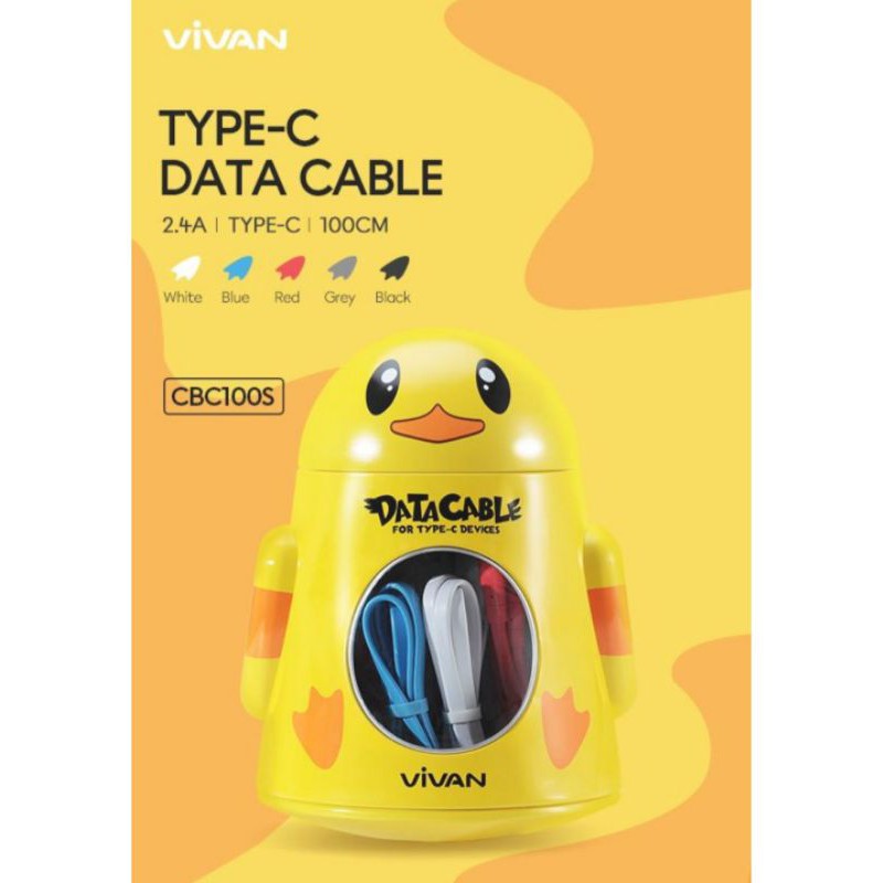 Kabel Data Tipe C - Type C - Type-C Vivan CBC-100s Fast Charging - Bebek TipeC