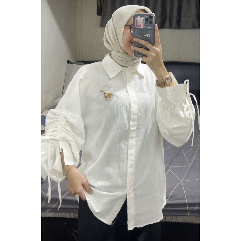 Monic Blouse Lengan Serut /Atasan Wanita /Kemeja Wanita /Kemeja Blouse /Kemeja Monic