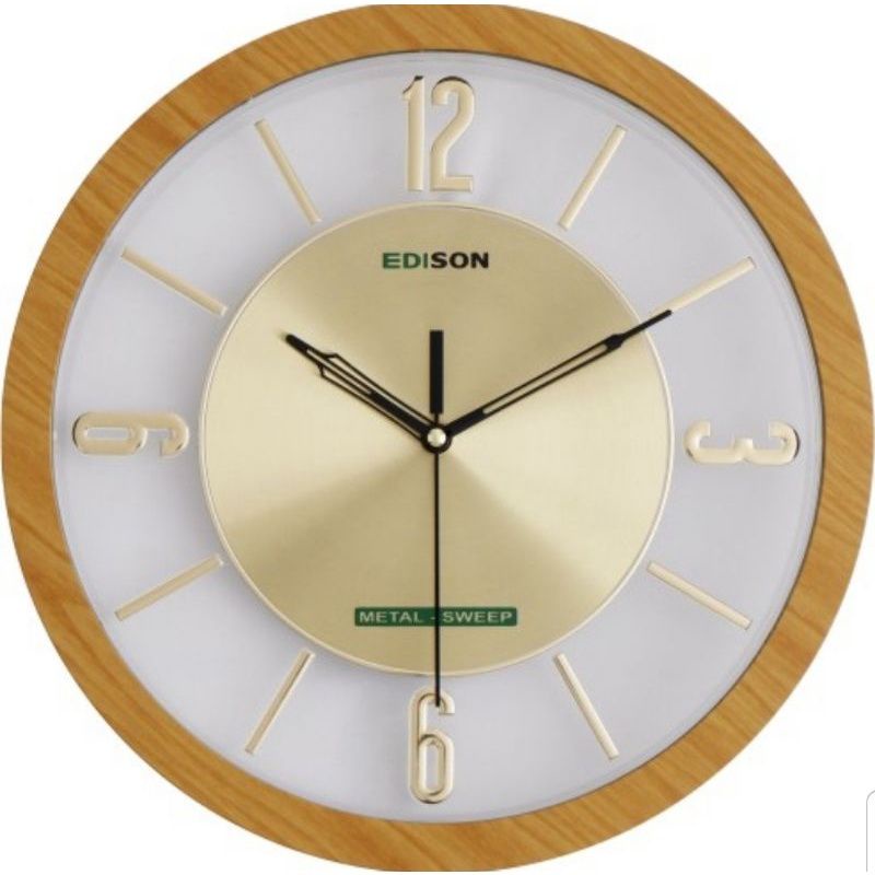 Jam Dinding Tembok Mesin Sweep Jalan Halus Transparan Angka Timbul Awet Tipe Edison Edw 3381 Warna G