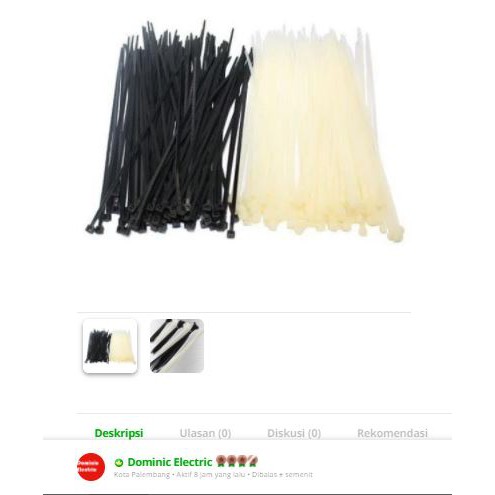Kabel Ties 3,6 x 250mm Hitam atau Putih / Cable Tie nylon