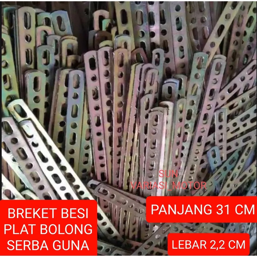 PROMO BREKET SERBA GUNA LUBANG BAUT 6mm ( baut 12 ) Besi Panjang 30cm Tebal 1,5mm Brecket plat motor