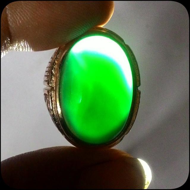 CINCIN NATURAL GREEN CHALCEDONY IJO BOTOL BIG SIZE