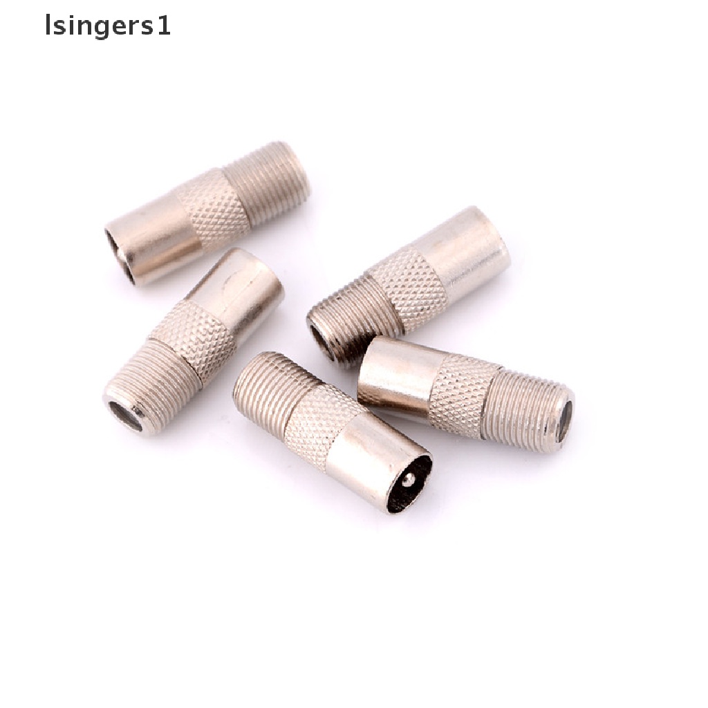 (lsingers1) 5pcs Adapter Konverter TV Tipe F Female Ke RF Coax Aerial Male