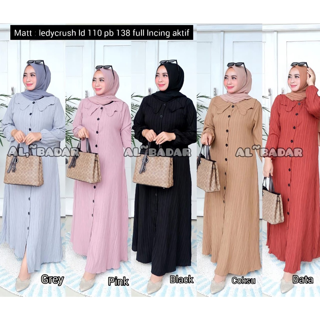 [ BISA COD] GAMIS PRISKET SEART KAYU PREMIUM KERAH KOREA MIX KANCING, DRESS KRINGKEL SERAT KAYU MIX KANCING MODEL TERBARU,GAMIS BUSUI BY AL BADDAR