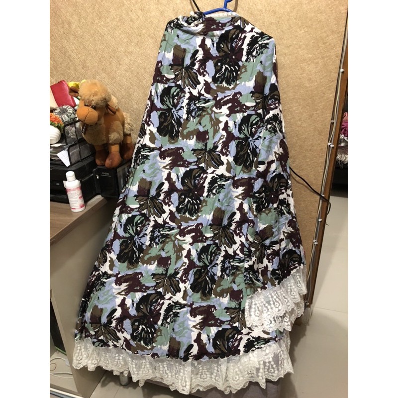 Preloved Mukena Renda Flower Bunga Hitam Biru Dingin Shalat Lebaran Ramadhan Umrah Motif COD