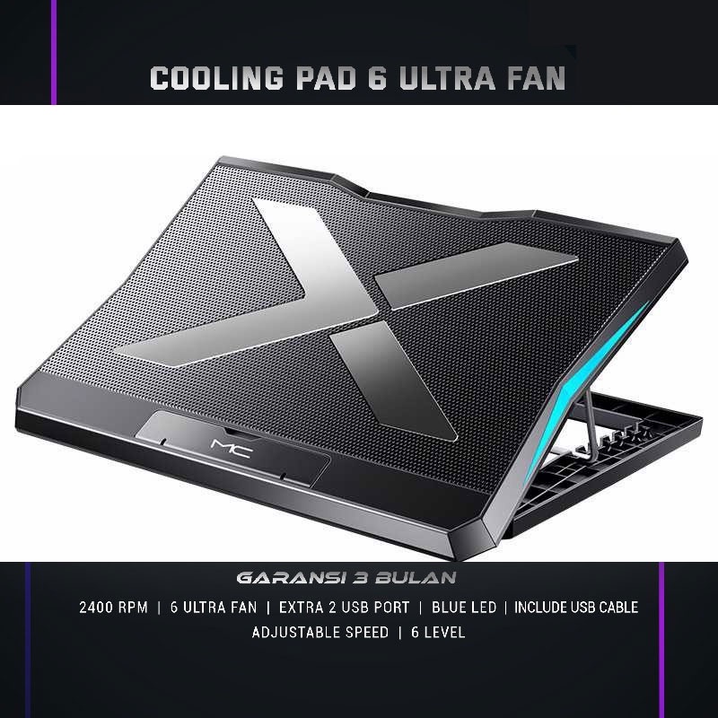 【cod】Cooling Pad Laptop Gaming Laptop 6 Fan LED Silent Noise - Coolingpad / Kipas laptop gaming / Pendingin Laptop / Kipas Laptop / Stand Laptop / Coolingpad Laptop