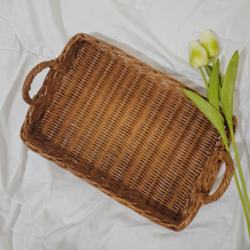 	 1 buah tray nampan rotan 20x30x4cm	