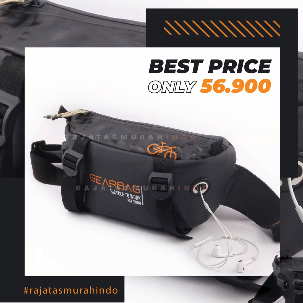 Gear Bag BICYCLE TO WORK Port -13135 - WITH EARPHONE HOLE Tas Sepeda Slempang Pria Waist Bag Outdoor