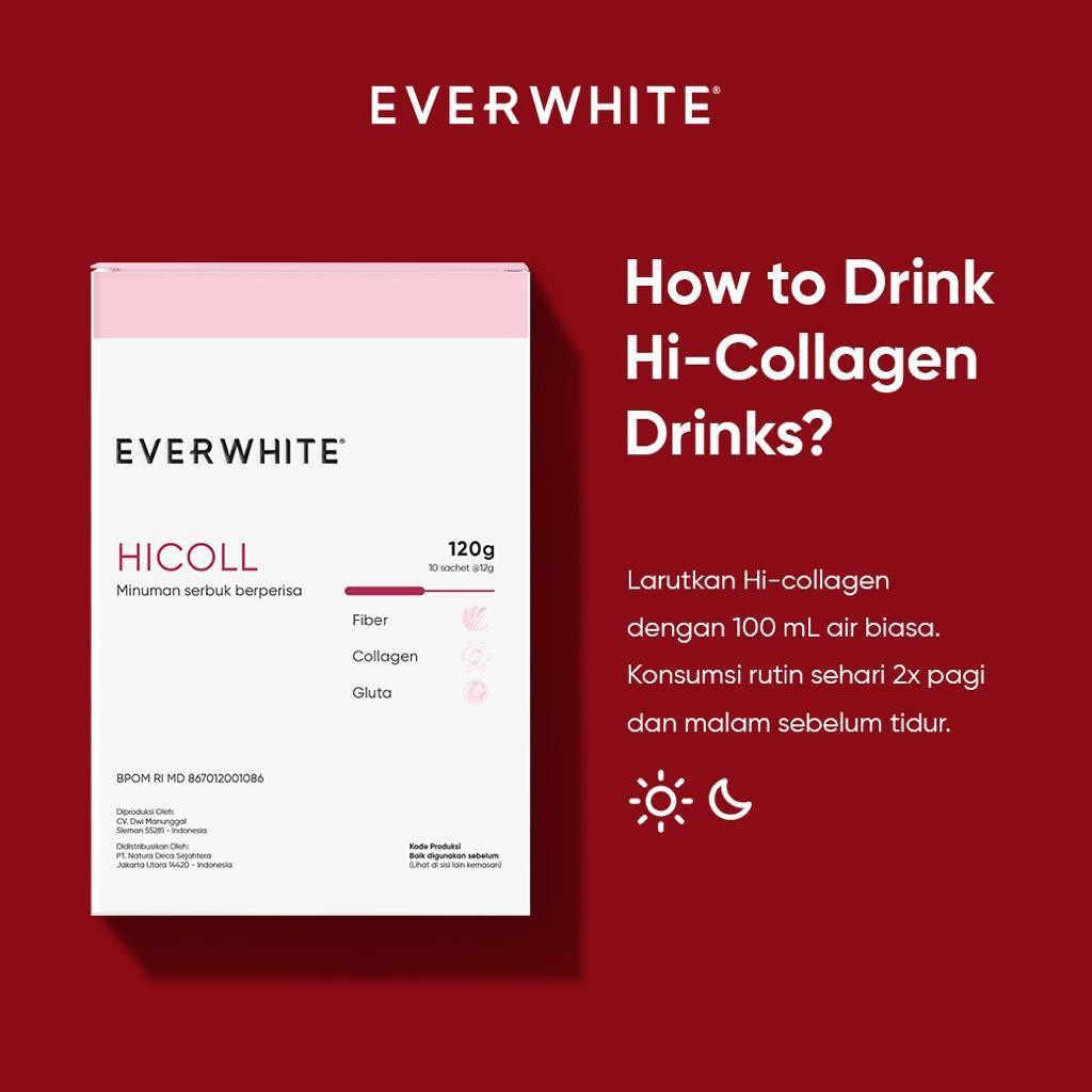 EVERWHITE HICOLL Drink Hi Collagen - Minuman Collagen Brightening Booster Halal 12gr