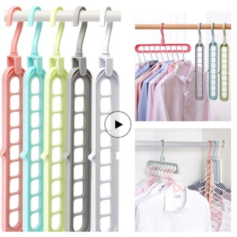 MYSUNSTORE MAGIC HANGER 9 IN 1 / GANTUNGAN BAJU AJAIB 9 LUBANG / GANTUNGAN BAJU 9 IN 1 / HANGER JEMURAN PAKAIAN