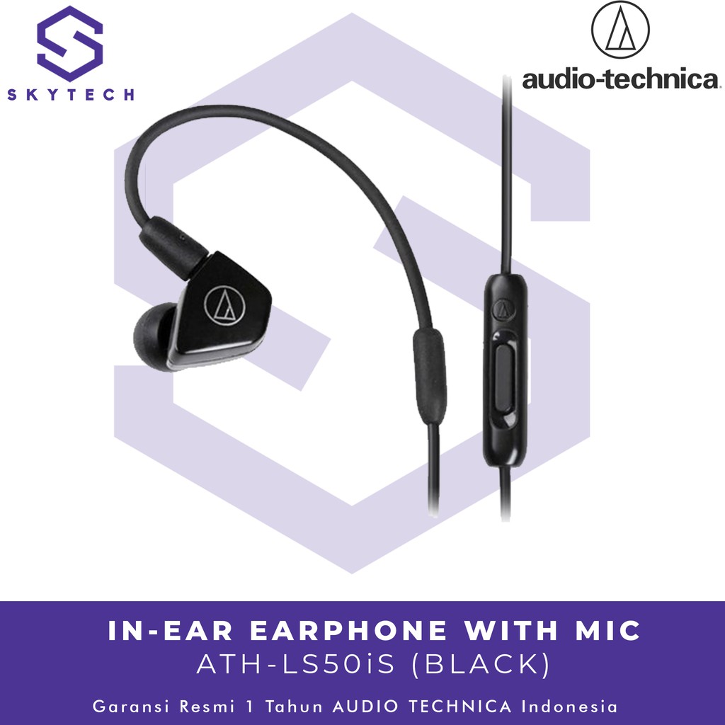 EARPHONE MIC AUDIO TECHNICA LS50iS BLACK ORIGINAL GARANSI RESMI