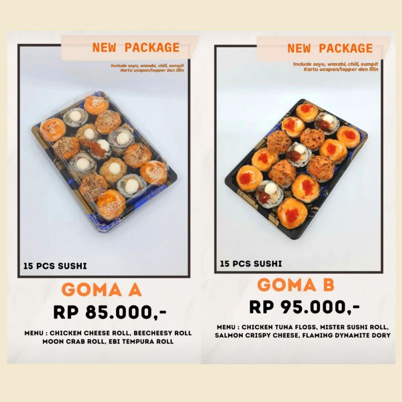 

GOMA Package 15 pcs, SUSHI PLATTER/SUSHI BOX