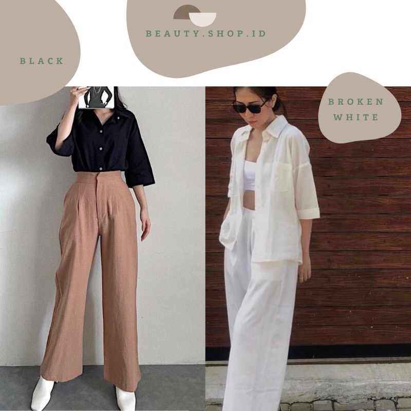 Holy Kemeja Crop Linen Pocket - Oversized Shirt Linen - Atasan Wanita - Outer Crop Linen - By SYSLABEL