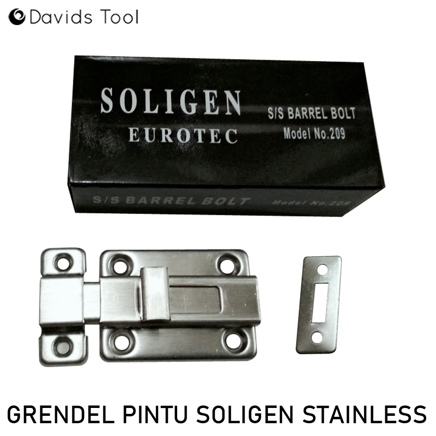 Soligen Grendel Pintu Stainless Slot Jendela Pengunci Stenlis Persegi