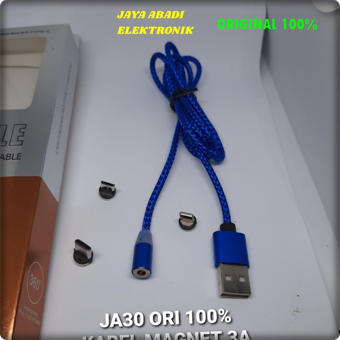 J30 ORIGINAL KABEL DATA MAGNET 3A MAGNETIC CABLE SUPER FAST CHARGING 3 IN 1 MAGNETIK FLASH CAS CASAN J30  Original Kabel data magnet 3A super fast charging 3in1 magnetik cable quick cas hp magnetic magnet charge casan faster asli multi universal multi tc