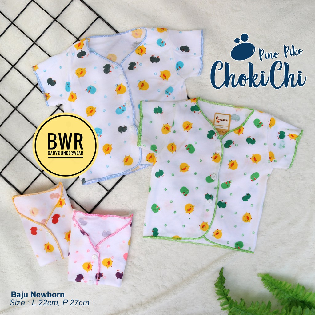 [ 6pc ] Baju Bayi CHOKICHI Pendek Motif Pino Piko [ IV J4 ] Baju Bayi Newborn Dasar Putih - Bwr