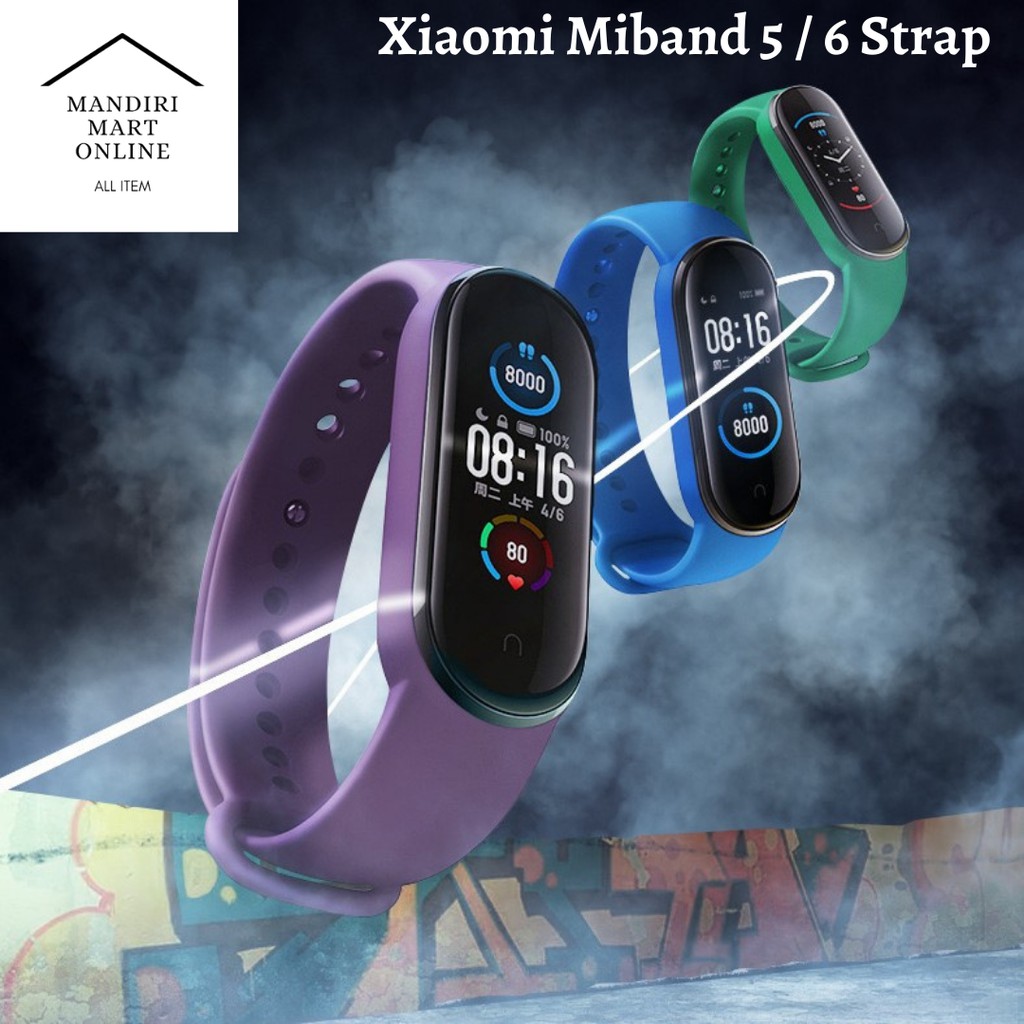 Strap MiBand 3/4/5/6 Strap Silicone Tali Pengganti Xiaomi Mi Band 3/4/5/6 Warna Polos